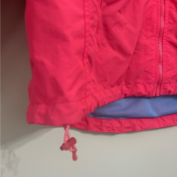 Lands End Rain Coat Jacket Hidden Hood Mesh lining Adjustable M 10-12 Pink - Picture 3 of 10